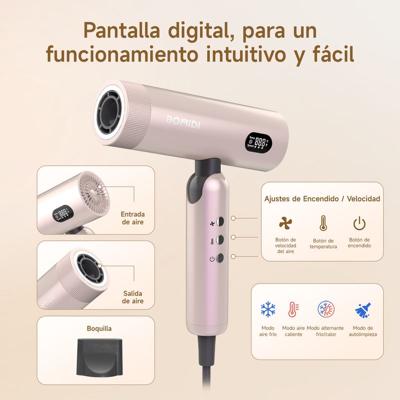 SECADORA DE CABELLO PLEGABLE BOMIDI HD08 GRIS - 6