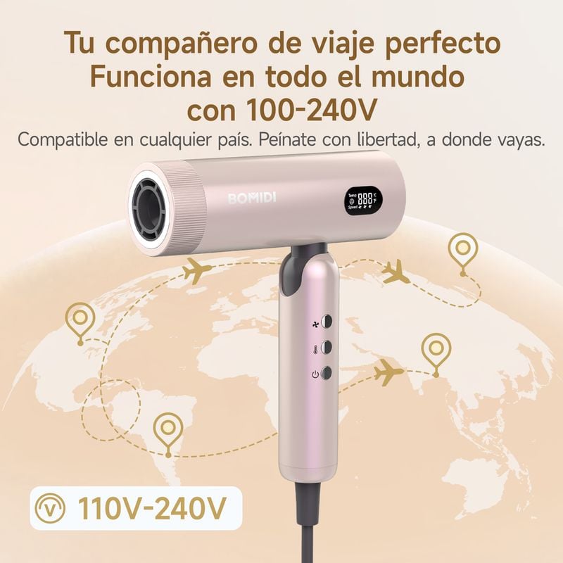 SECADORA DE CABELLO PLEGABLE BOMIDI HD08 AZUL LAVANDA - 5