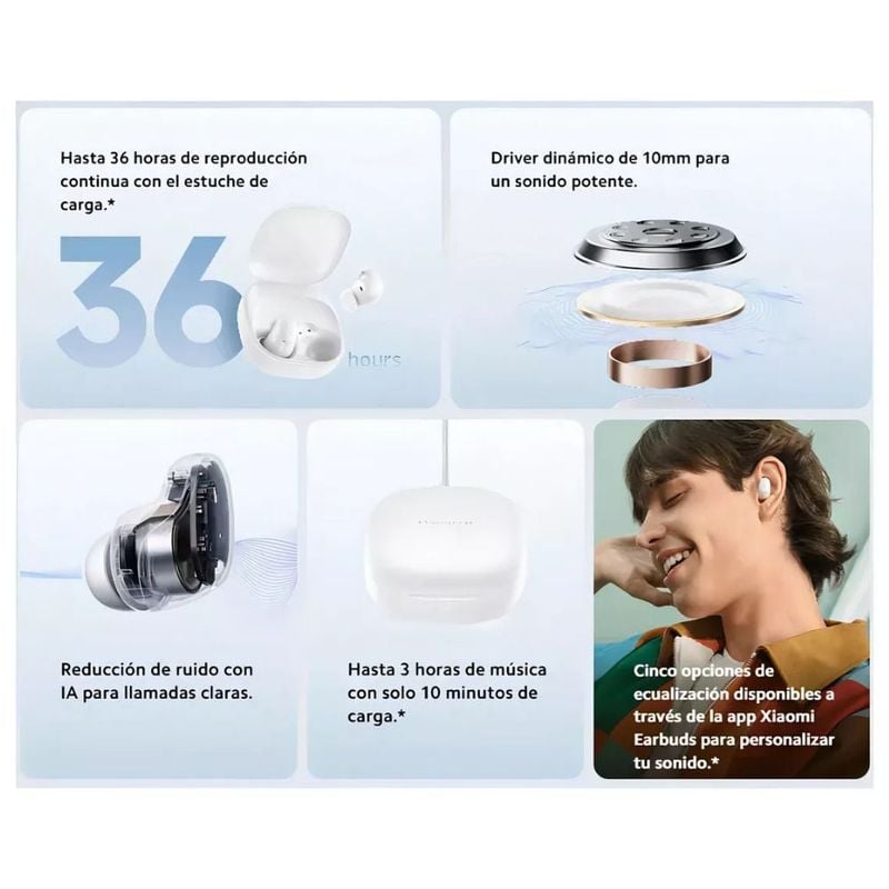 AUDIFONOS XIAOMI REDMI BUDS 6 PLAY PINK BLUETOOTH INALAMBRICOS - 4