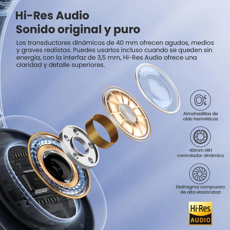 AUDÍFONOS BLUETOOTH 5.3 HAYLOU S35 ANC -42DB HI-RES 60H BATERÍA - 5