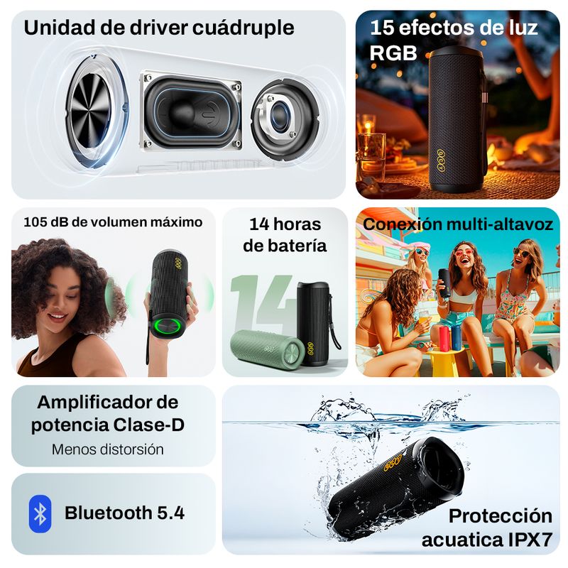 ALTAVOZ QCY SP7 40W BLUETOOTH 5.4 IPX7 - 2