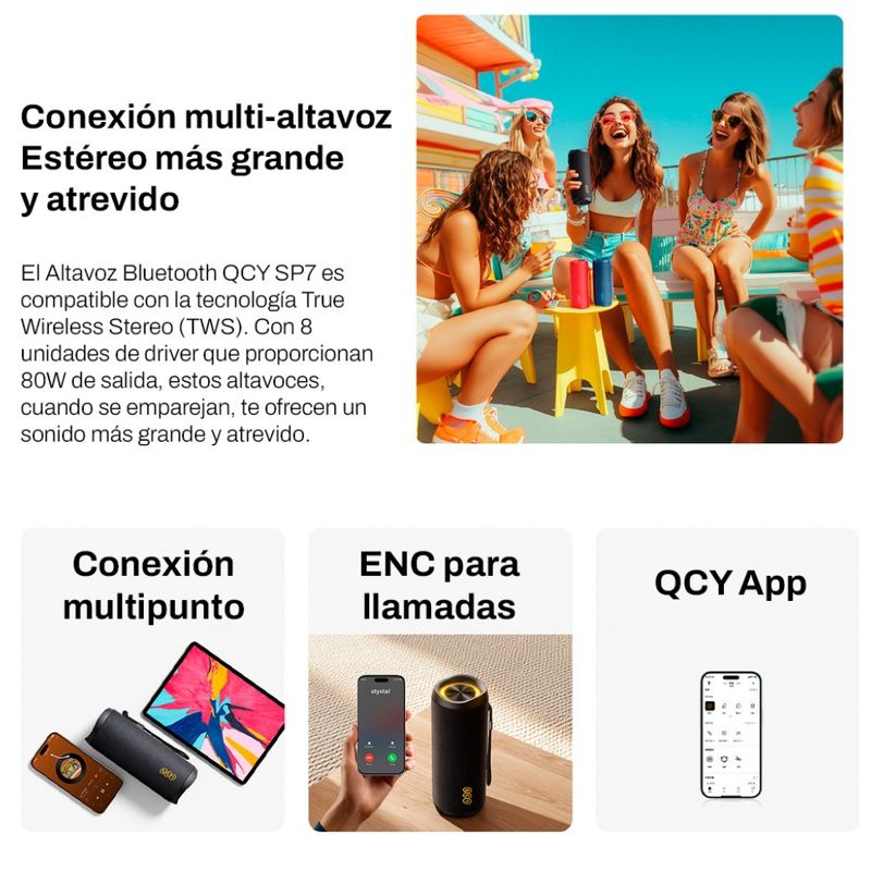 ALTAVOZ QCY SP7 40W BLUETOOTH 5.4 IPX7 - 6