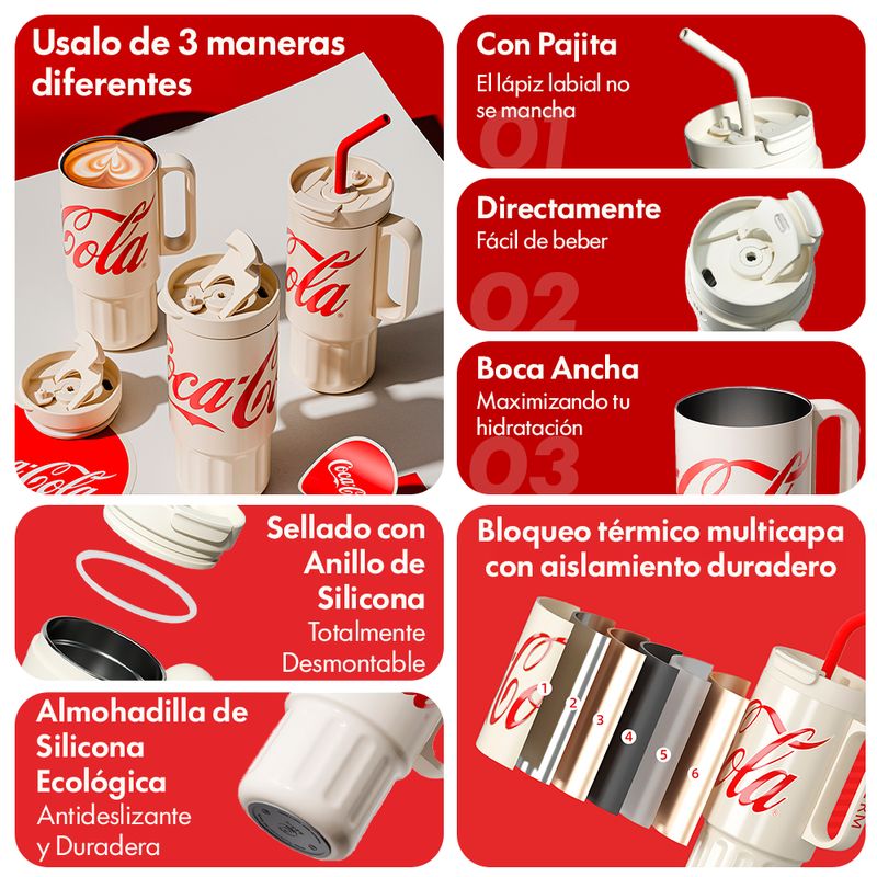 VASO TERMICO PREMIUM COCA COLA X GERM 1200ML / 40.57 OZ BLANCO - 2