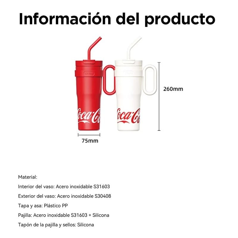VASO TÉRMICO HIDRATO COCA COLA X GERM 1100ML / 37.2 OZ BLANCO - 5