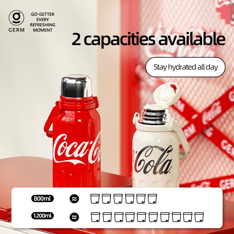 TERMO DEPORTIVO COCA-COLA X GERM 800 ML / 27 OZ CON TAPA TAZA – BEIGE - 2