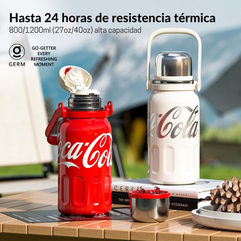 TERMO DEPORTIVO COCA-COLA X GERM 800 ML / 27 OZ CON TAPA TAZA – BEIGE - 3