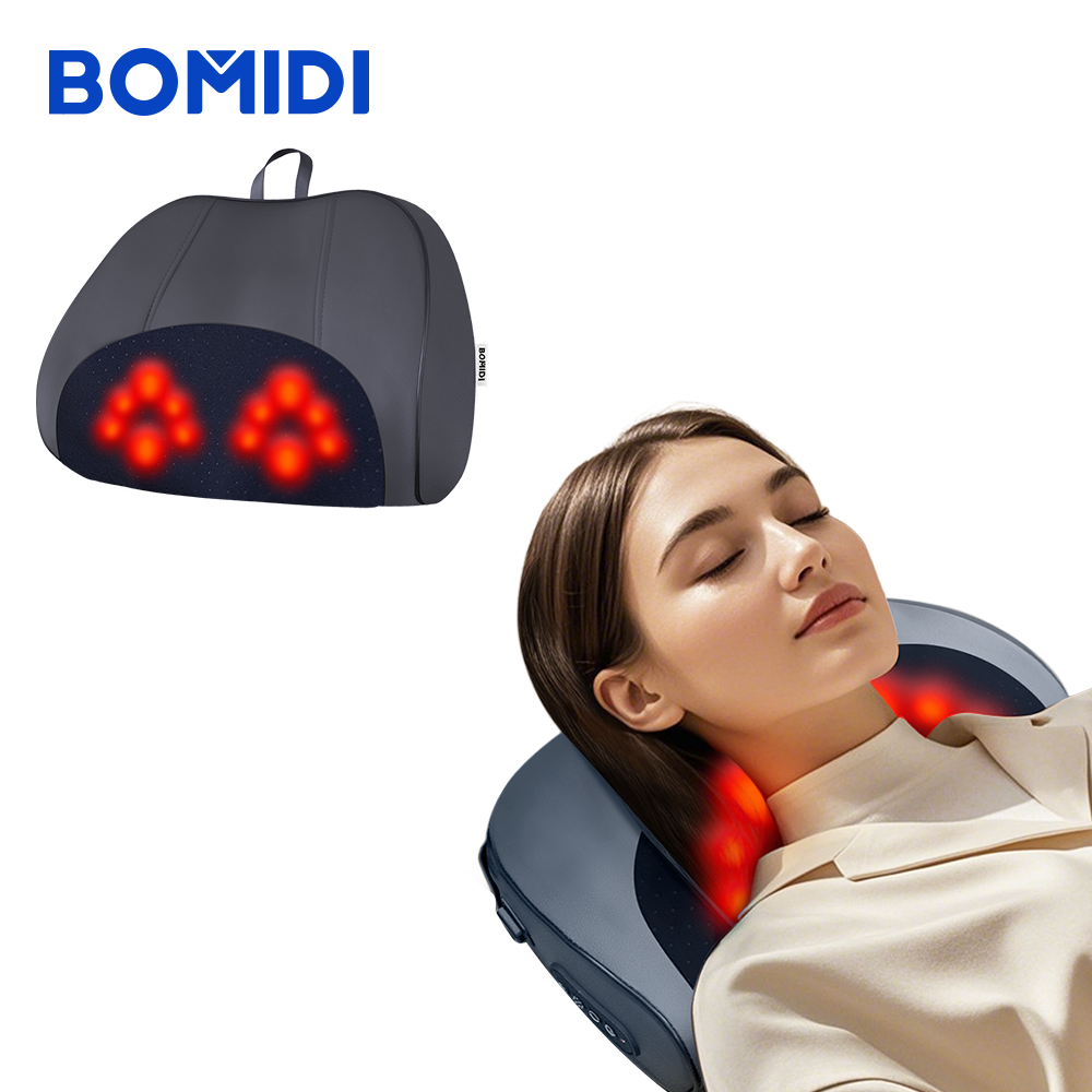 ALMOHADA MASAJEADORA INALÁMBRICA BOMIDI MP1 PRO AZUL GRIS - 3D RECARGABLE - 2