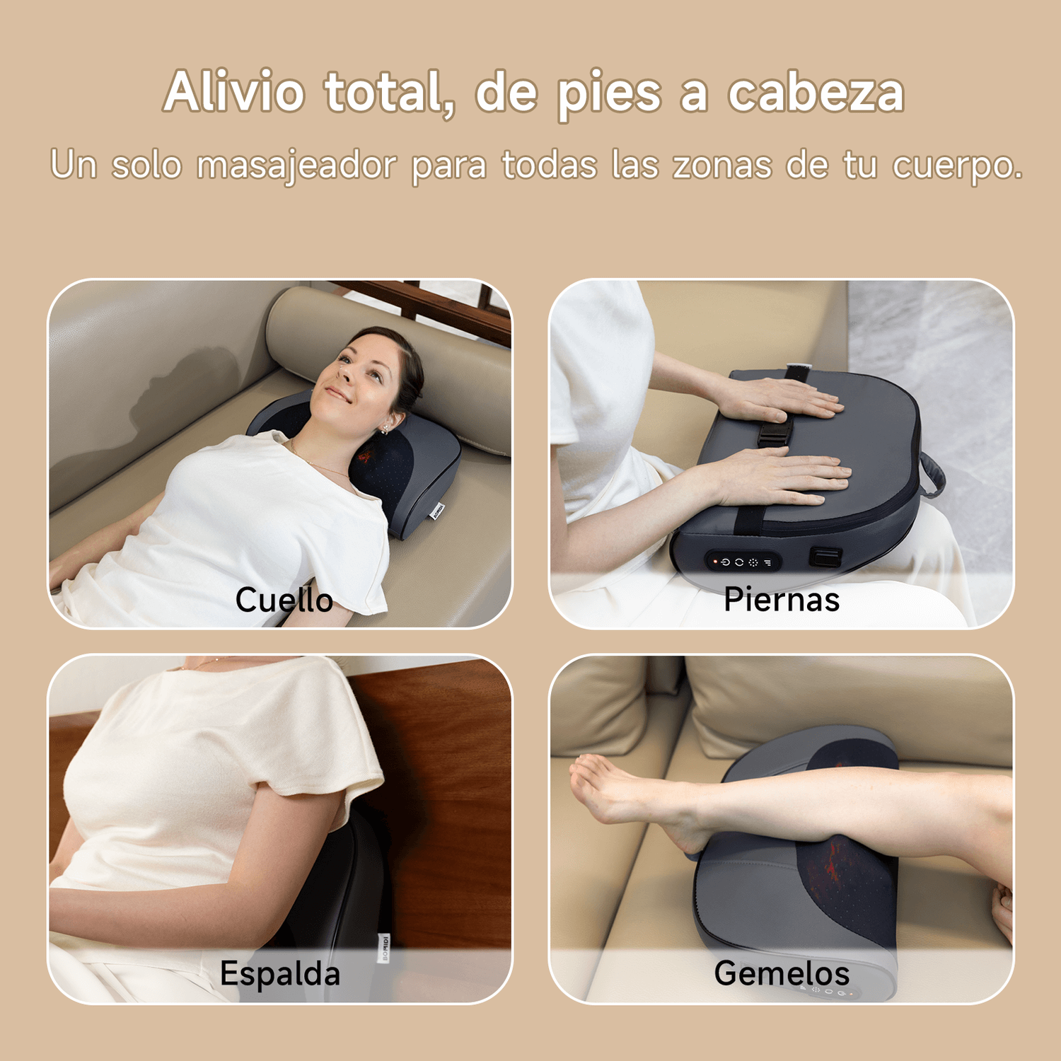 ALMOHADA MASAJEADORA INALÁMBRICA BOMIDI MP1 PRO AZUL GRIS - 3D RECARGABLE - 6