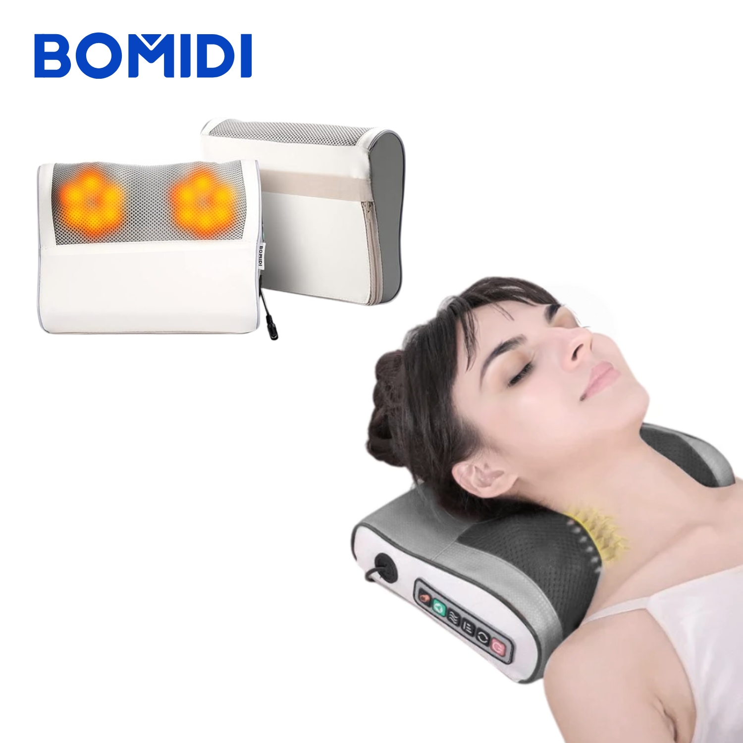 ALMOHADA MASAJEADORA ELÉCTRICA ESPALDA BOMIDI MP1 BLANCO - 1