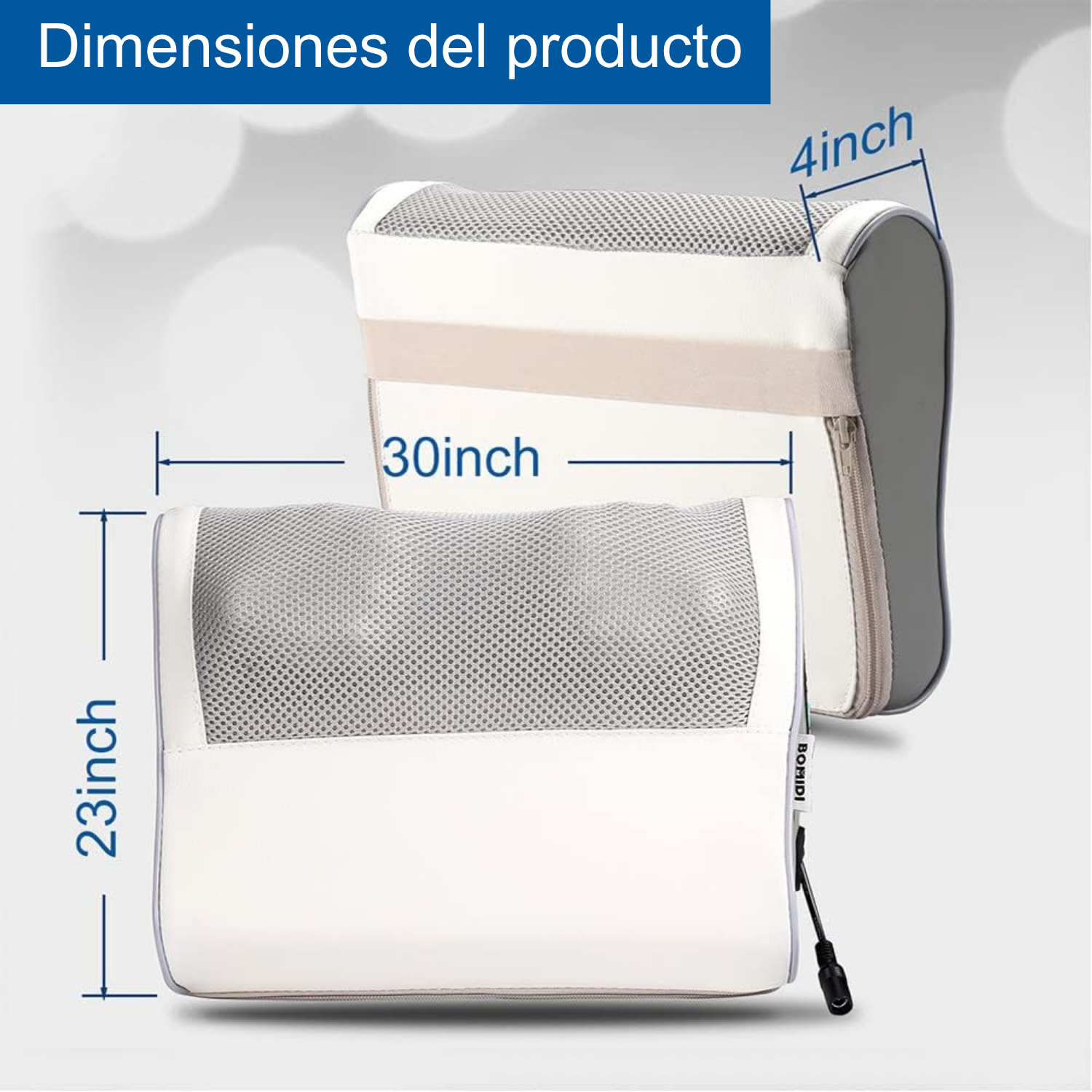 ALMOHADA MASAJEADORA ELÉCTRICA ESPALDA BOMIDI MP1 BLANCO - 5
