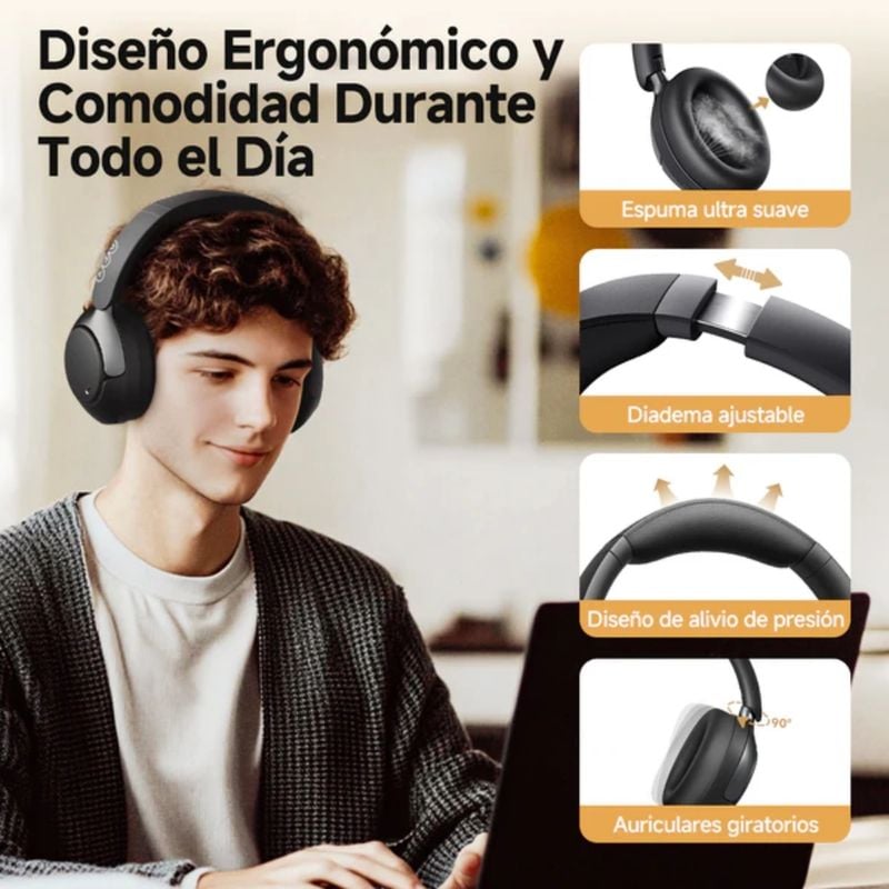 AUDÍFONOS INALÁMBRICOS QCY H3 PRO -50DB CANCELACIÓN DE RUIDO BLANCO - 5