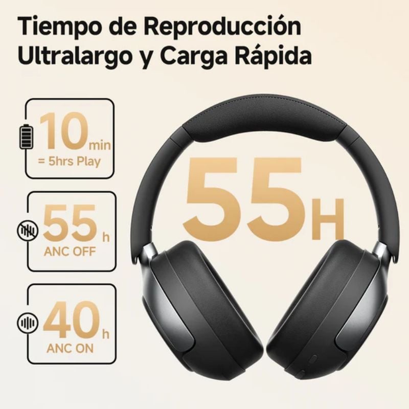 AUDÍFONOS INALÁMBRICOS QCY H3 PRO -50DB CANCELACIÓN DE RUIDO BLANCO - 6