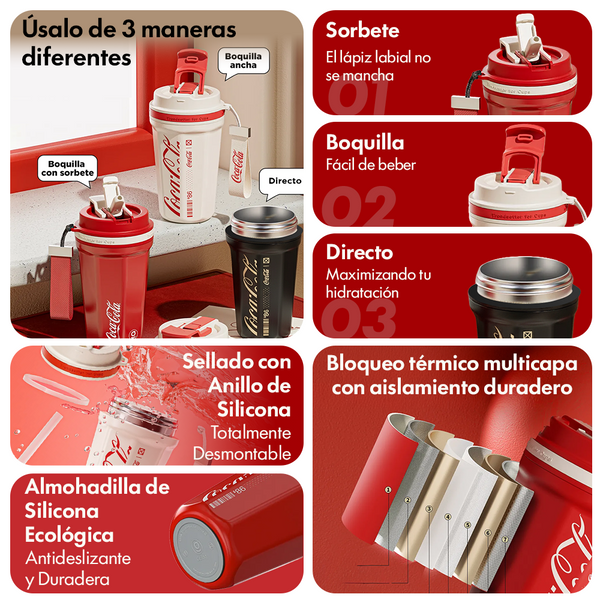 MUG TÉRMICO OCTAGON PRO COCA-COLA | 550ML / 18.6OZ BLANCO - 2