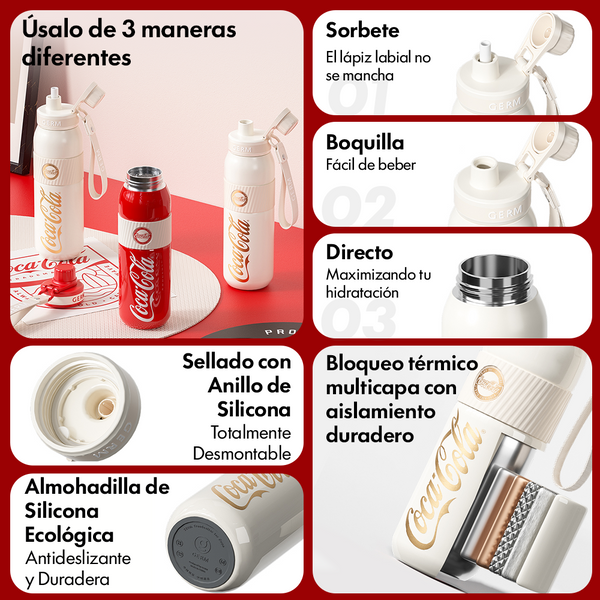 BOTELLA TÉRMICA DEPORTIVA COCA-COLA X GERM | 580ML / 19OZ- NEGRO - 2