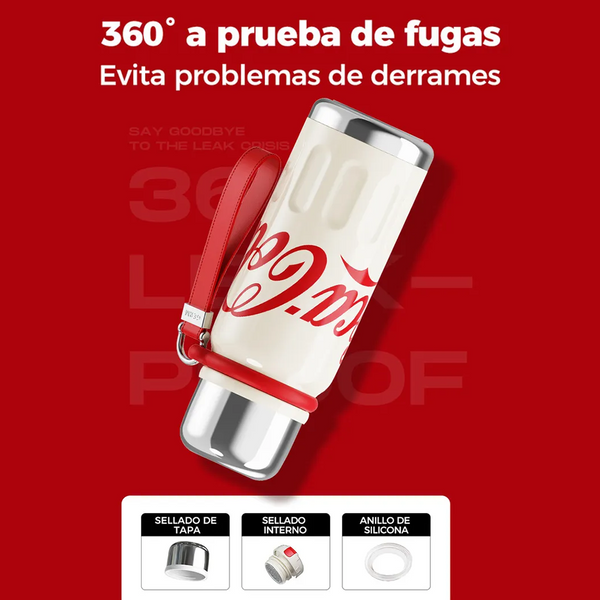 TERMO DEPORTIVO COCA-COLA CON CORREA DE CUERO – 580ML / 19 OZ - BLANCO - 4