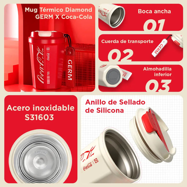 VASO TÉRMICO DIAMOND COCA-COLA X GERM – ROJO - 390ML 13 OZ - 2