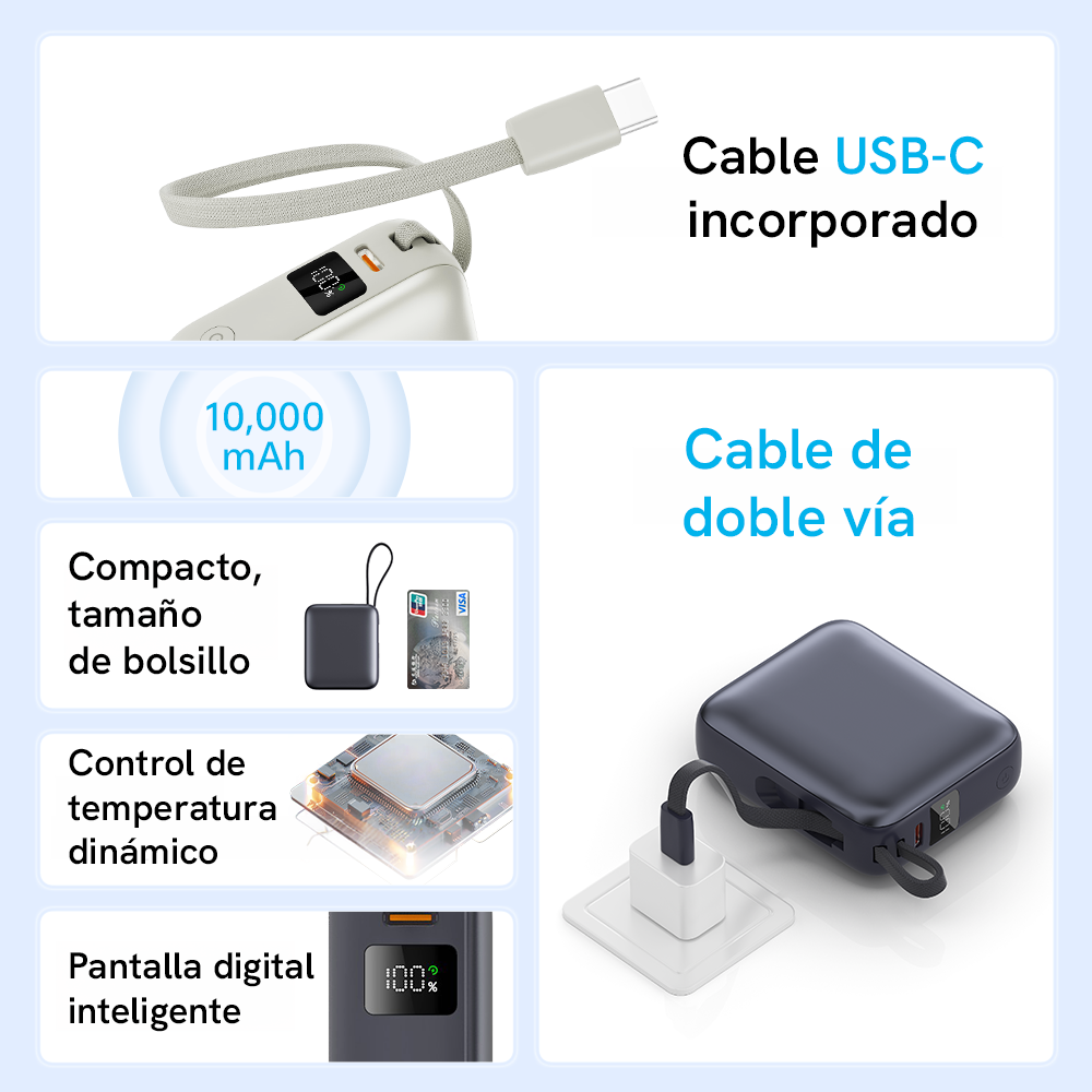 CARGADOR PORTÁTIL QCY PB10C POWER BANK 10000MAH/35W - 2