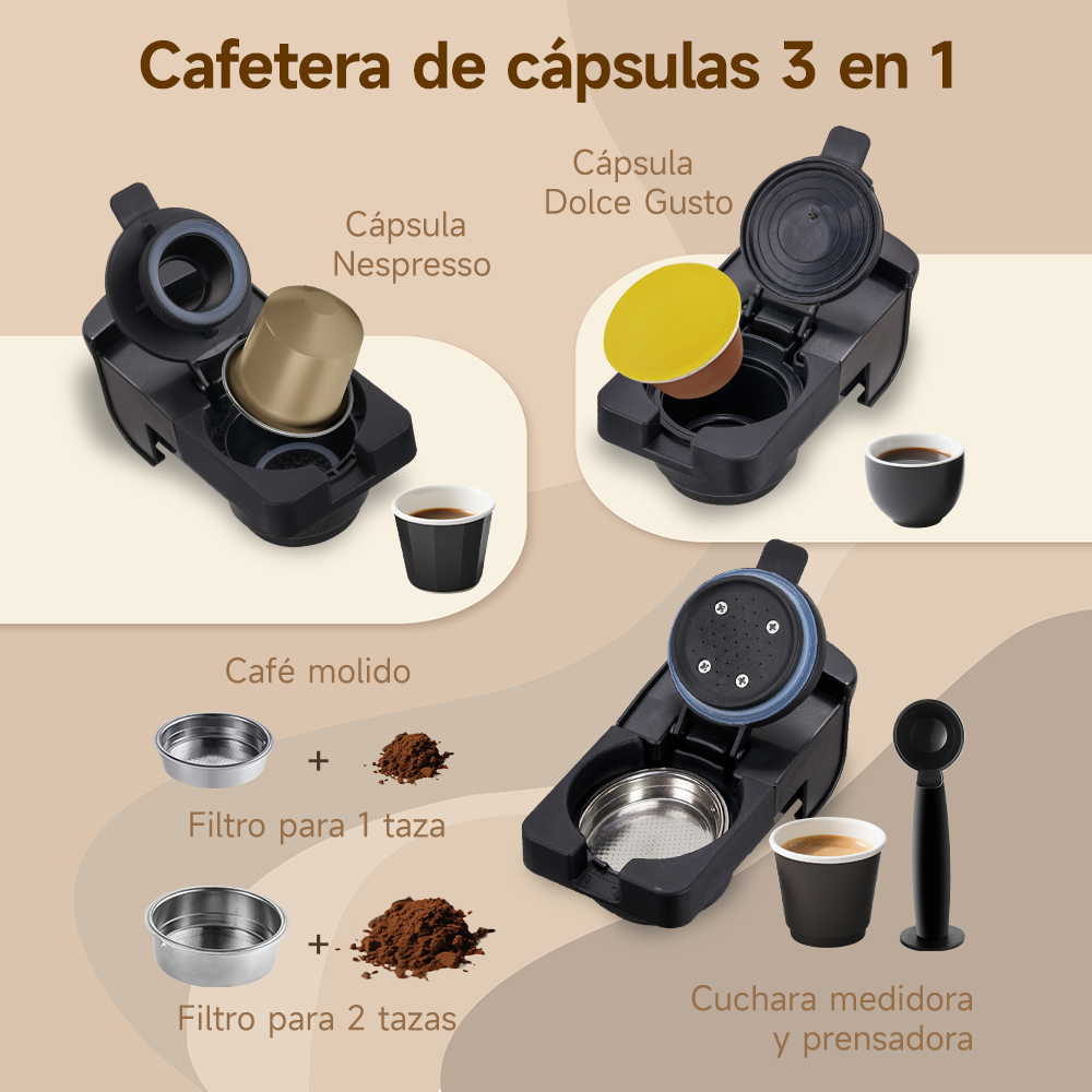 CAFETERA DE CÁPSULAS BOMIDI CM01 NEGRA - 2