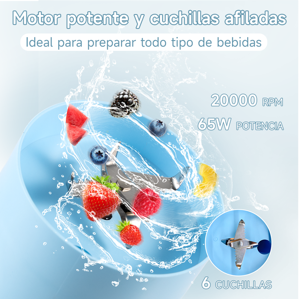 LICUADORA PORTÁTIL BOMIDI JB01 AZUL TIPO-C - 3
