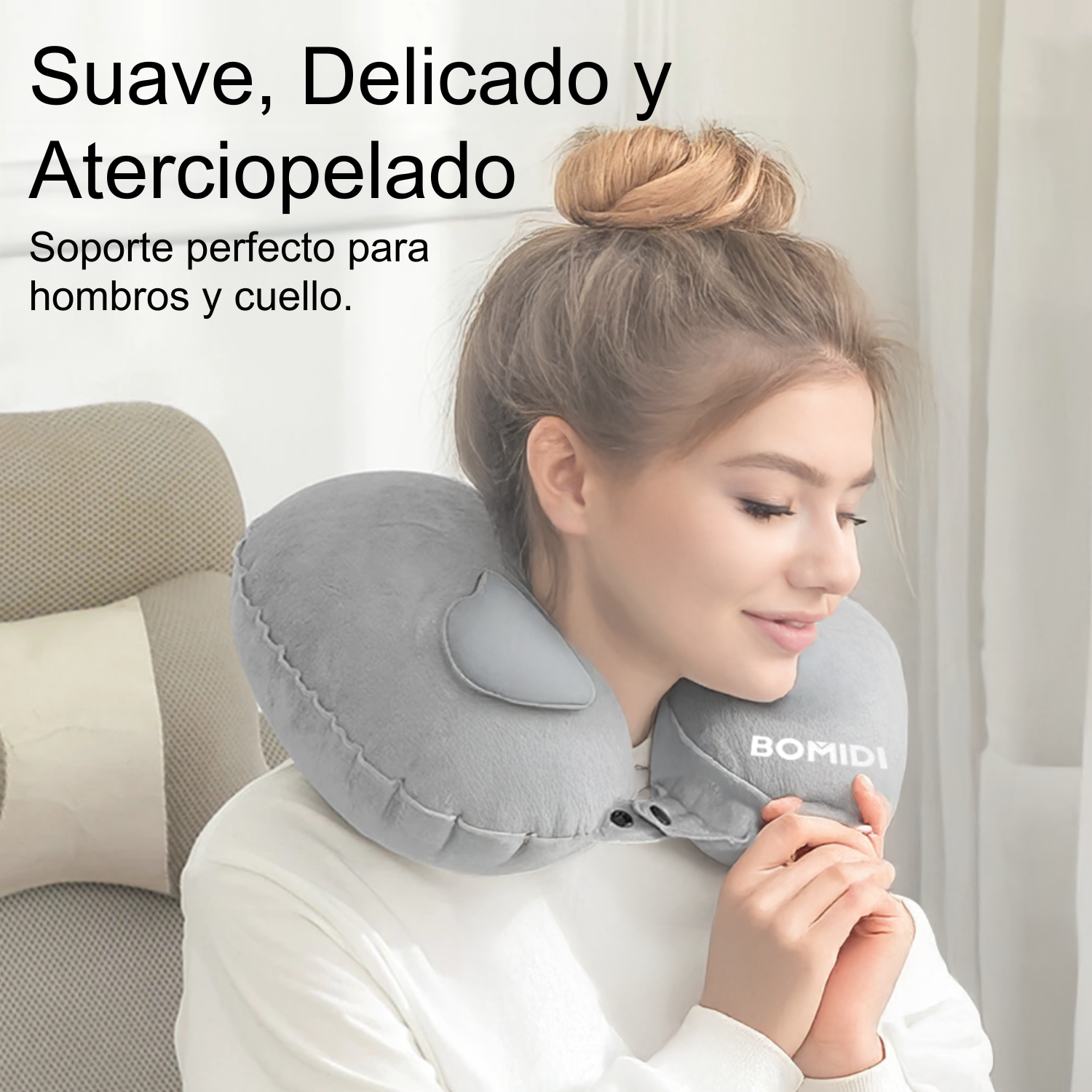 ALMOHADA DE CUELLO INFLABLE BOMIDI U02 | GRIS - 2