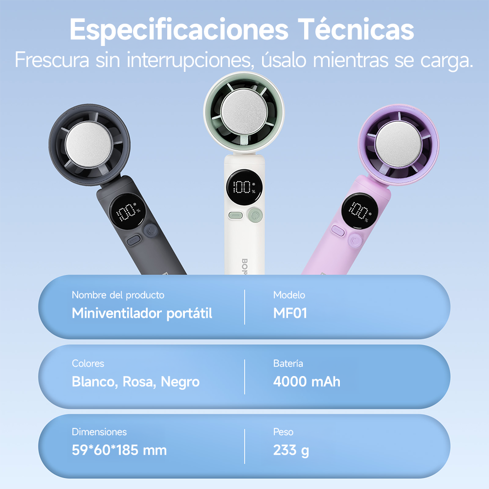 VENTILADOR DE MANO BOMIDI MF01 - 10