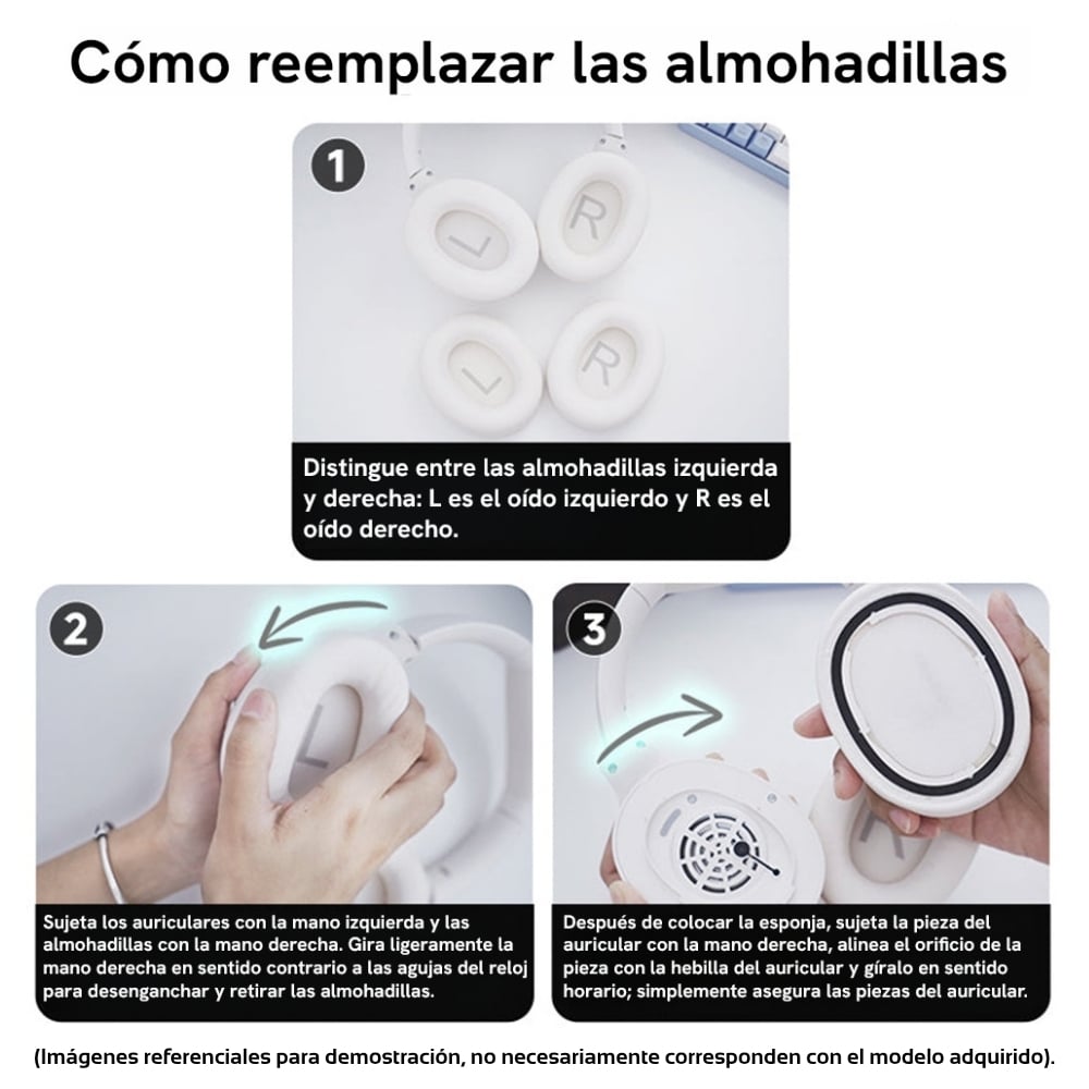 QCY ALMOHADILLAS DE REPUESTO PARA AUDÍFONOS H3S - 3