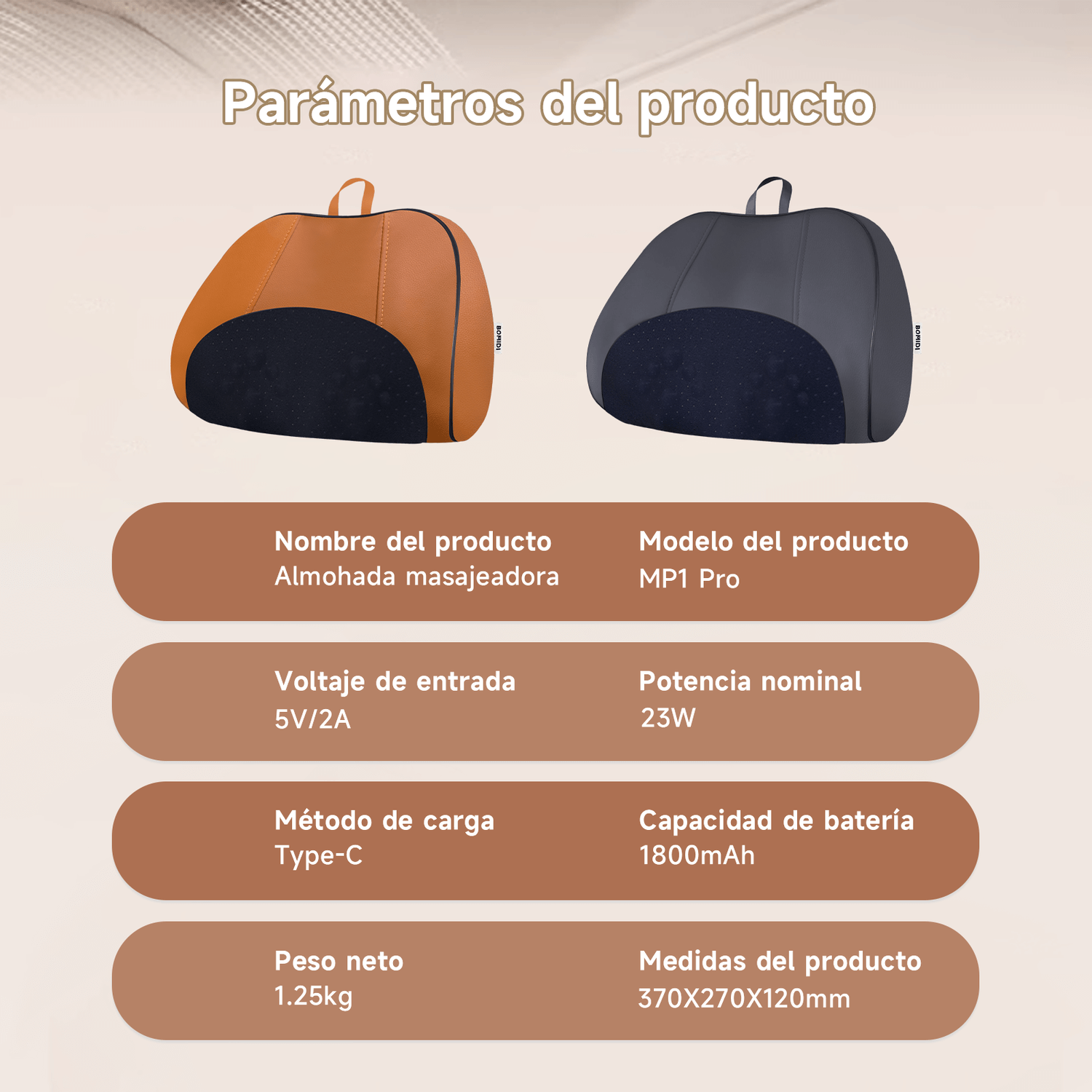 ALMOHADA MASAJEADORA INALÁMBRICA BOMIDI MP1 PRO AZUL | 3D RECARGABLE + ALMOHADA DE VIAJE U02_GR
