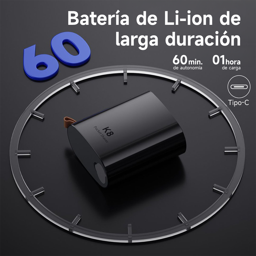 AFEITADORA ELÉCTRICA ENCHEN K8 NEGRO - 7