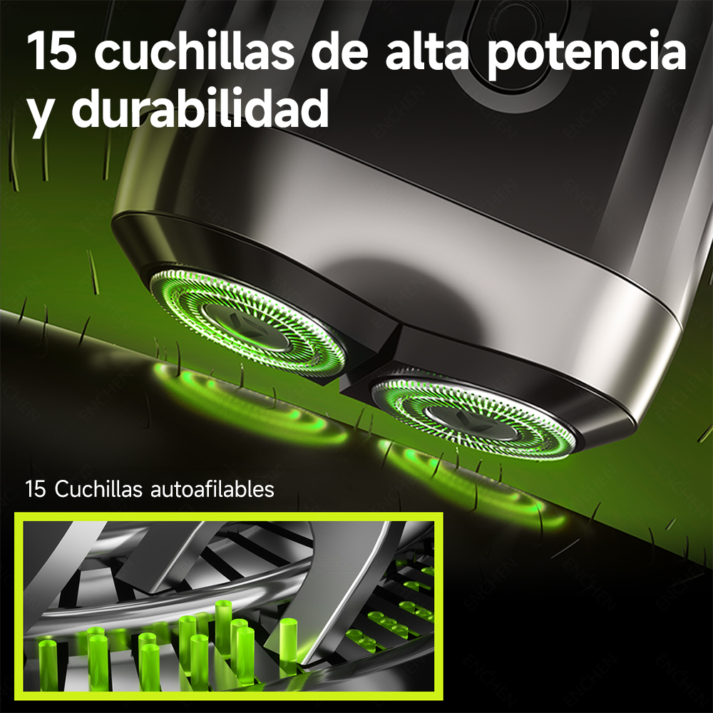 AFEITADORA ELÉCTRICA MINI 6 + RECORTADOR DE VELLO NASAL EN005 ENCHEN - 8