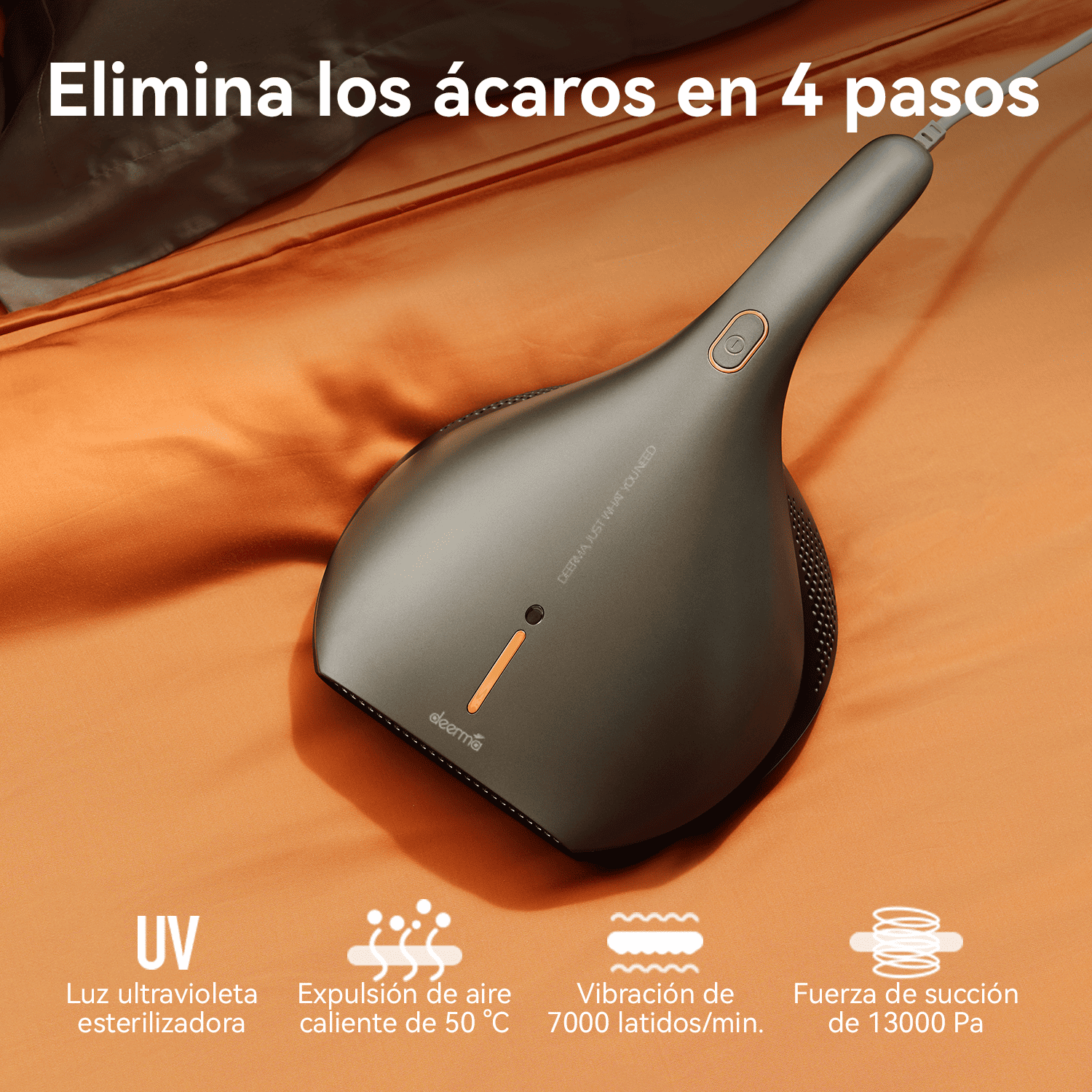 ASPIRADORA ANTI-ÁCAROS DEERMA LUZ UV ELIMINA ÁCAROS EX919 GRIS - 3