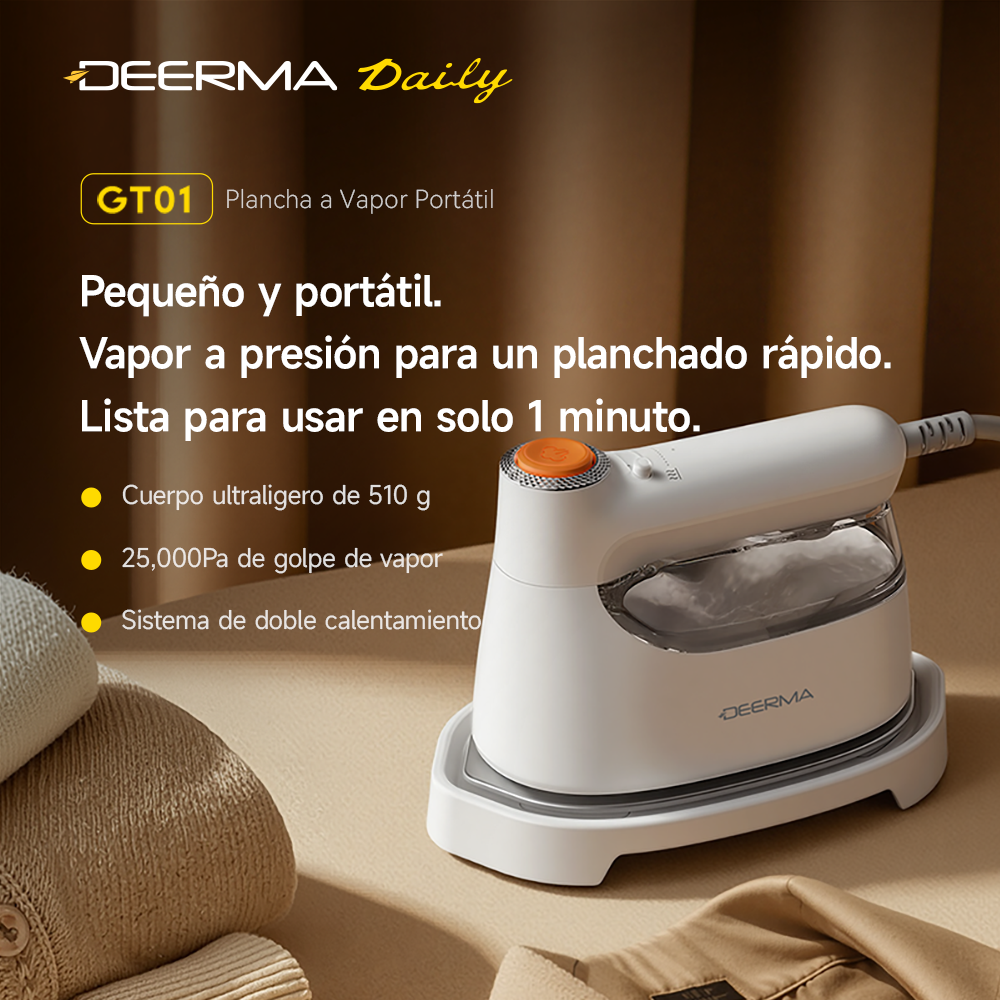 PLANCHA A VAPOR PORTÁTIL DEERMA GT01 BLANCO - 2