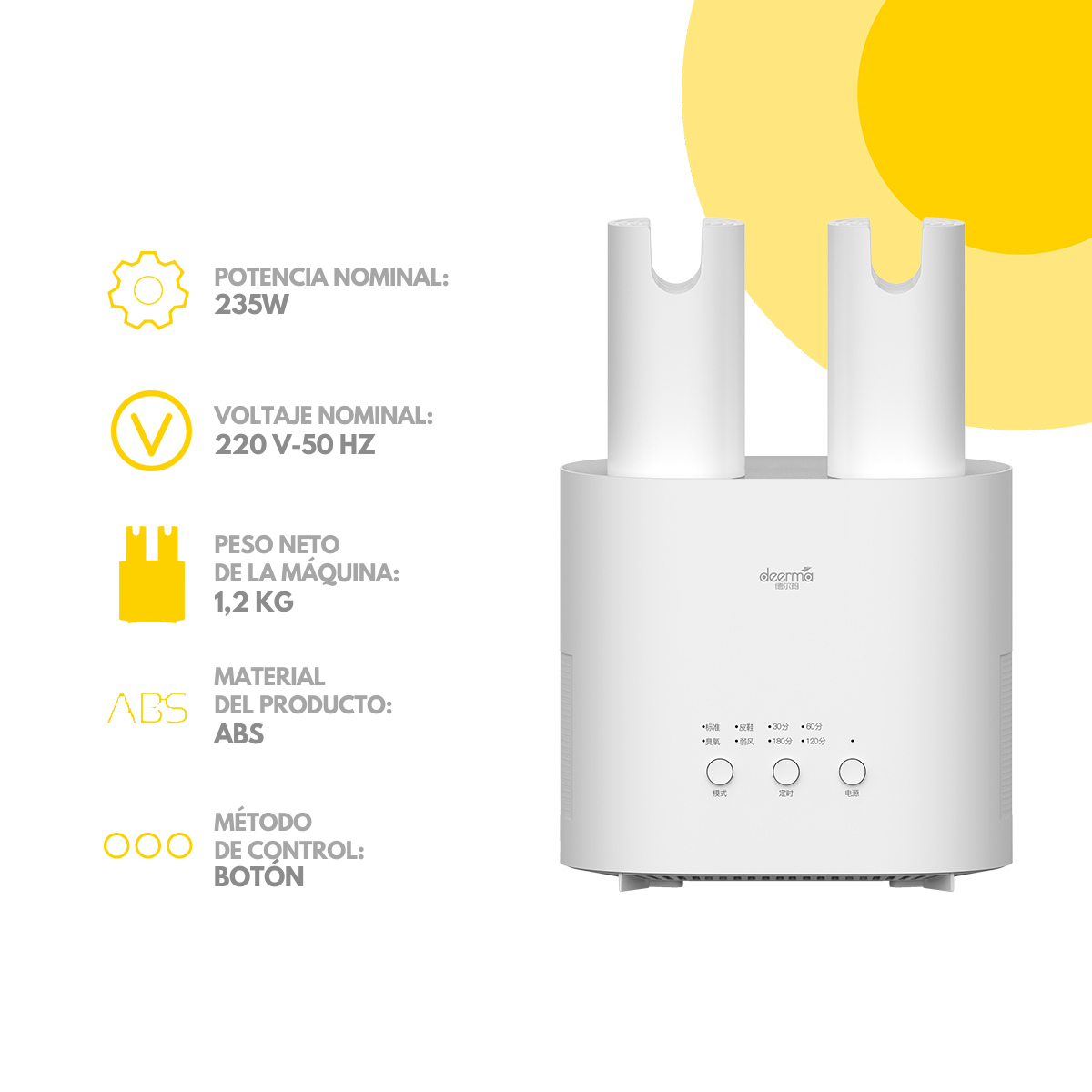 SECADOR DE ZAPATOS DEERMA HX10W BLANCO - 7