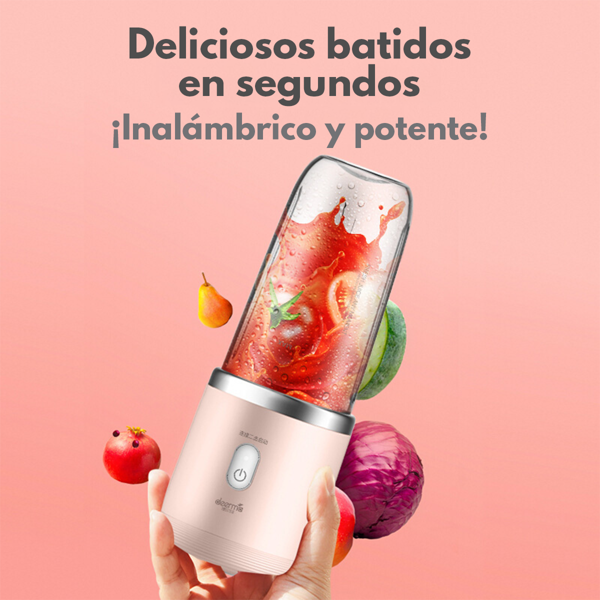 LICUADORA INALÁMBRICA PORTÁTIL DEERMA NU05 ROSADO - 6