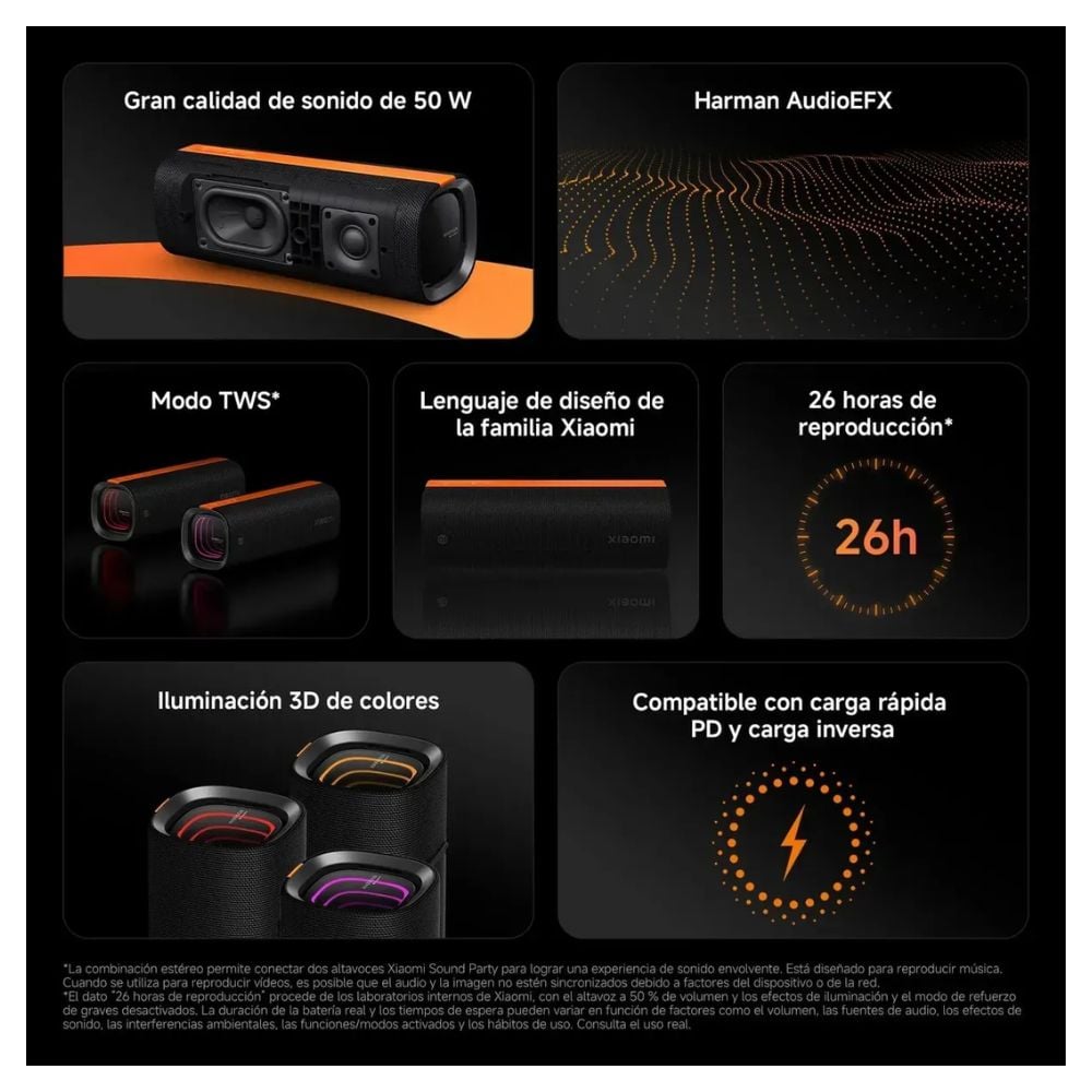 PARLANTE BLUETOOTH XIAOMI SOUND PARTY 50W 26H BATERIA NEGRO - 2