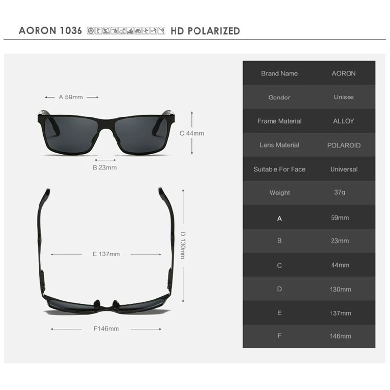 LENTES DE SOL AORON SPORT - POLARIZADOS UV400 - GRIS - 5