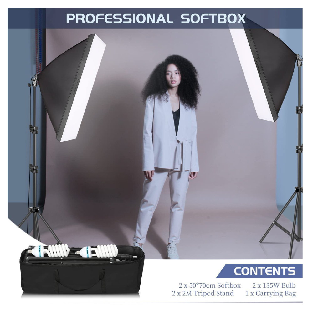KIT ILUMINACIÓN WEIFENG 2 SOFTBOX 1 FOCO - 5
