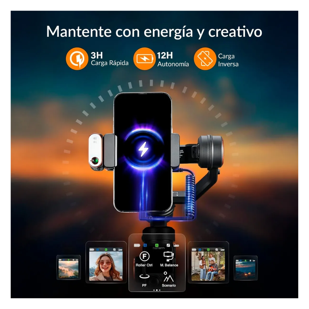 ESTABILIZADOR HOHEM ISTEADY M7 CON SEGUIMIENTO DE IA PARA MÓVIL - 5