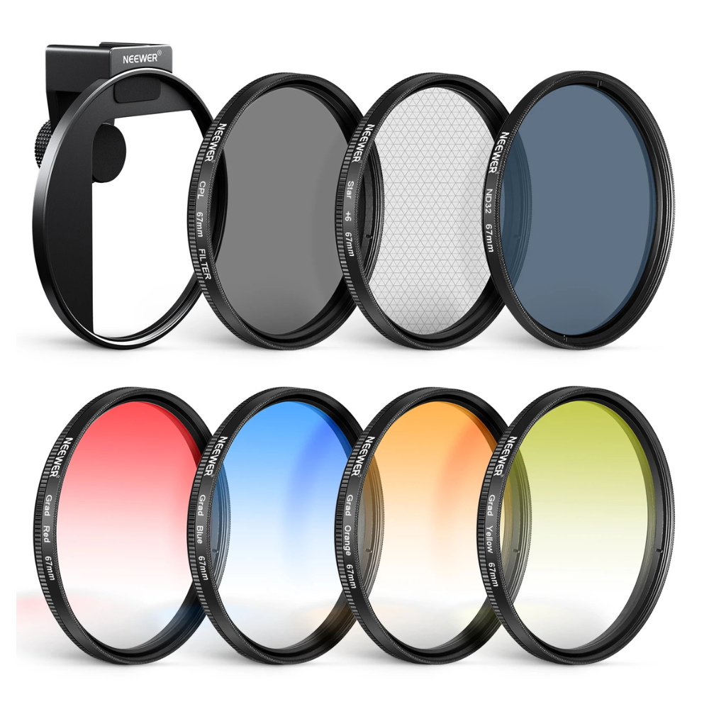KIT DE FILTROS ND NEEWER 67MM CON CLIP PARA TELEFONO Y CÁMARA - 1