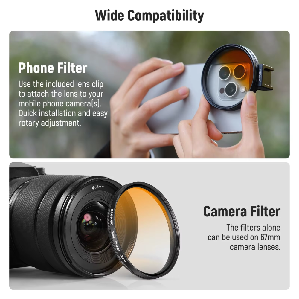 KIT DE FILTROS ND NEEWER 67MM CON CLIP PARA TELEFONO Y CÁMARA - 2