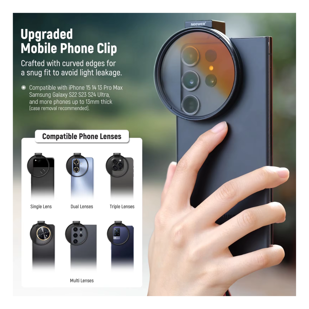 KIT DE FILTROS ND NEEWER 67MM CON CLIP PARA TELEFONO Y CÁMARA - 8