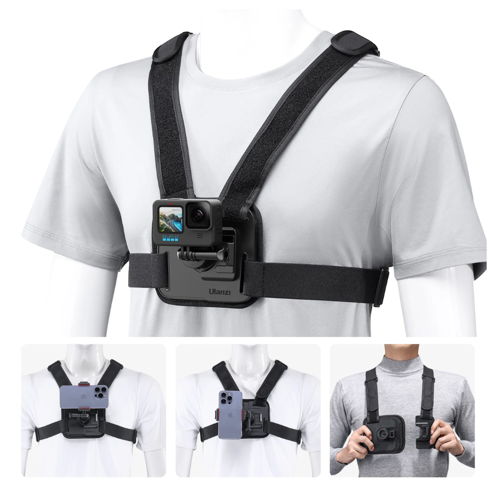 ARNÉS DE PECHO ULANZI CM028 PARA CELULAR Y CÁMARA GO PRO - 1