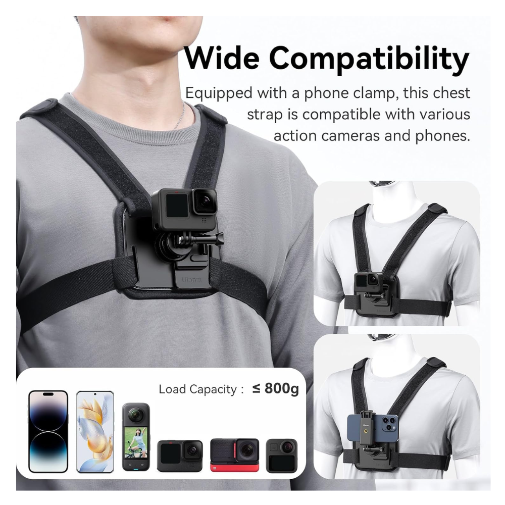 ARNÉS DE PECHO ULANZI CM028 PARA CELULAR Y CÁMARA GO PRO - 4