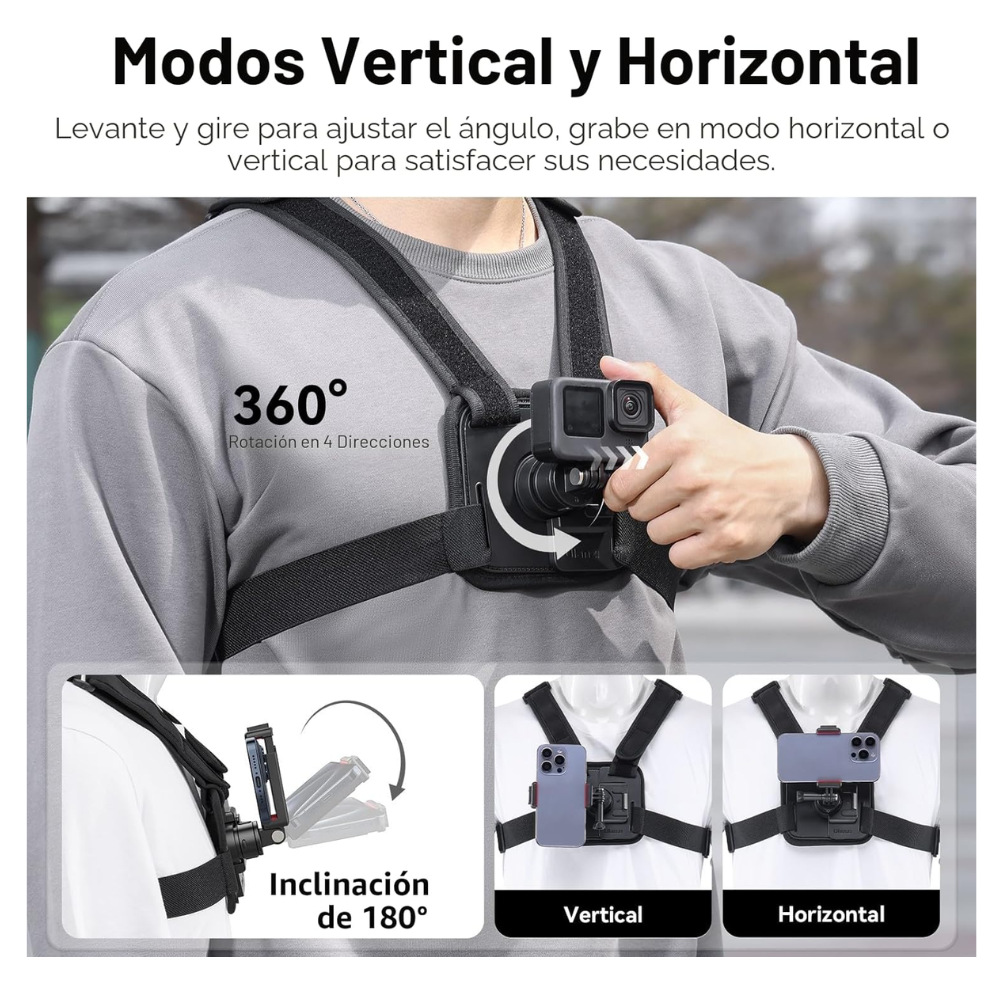 ARNÉS DE PECHO ULANZI CM028 PARA CELULAR Y CÁMARA GO PRO - 6