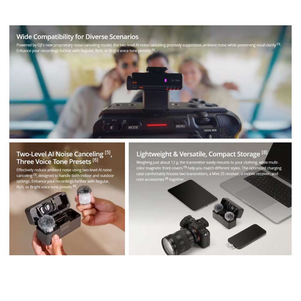 MICRÓFONO INALÁMBRICO DJI MIC MINI 2S (2 TX +1 RX) CON ESTUCHE - 7