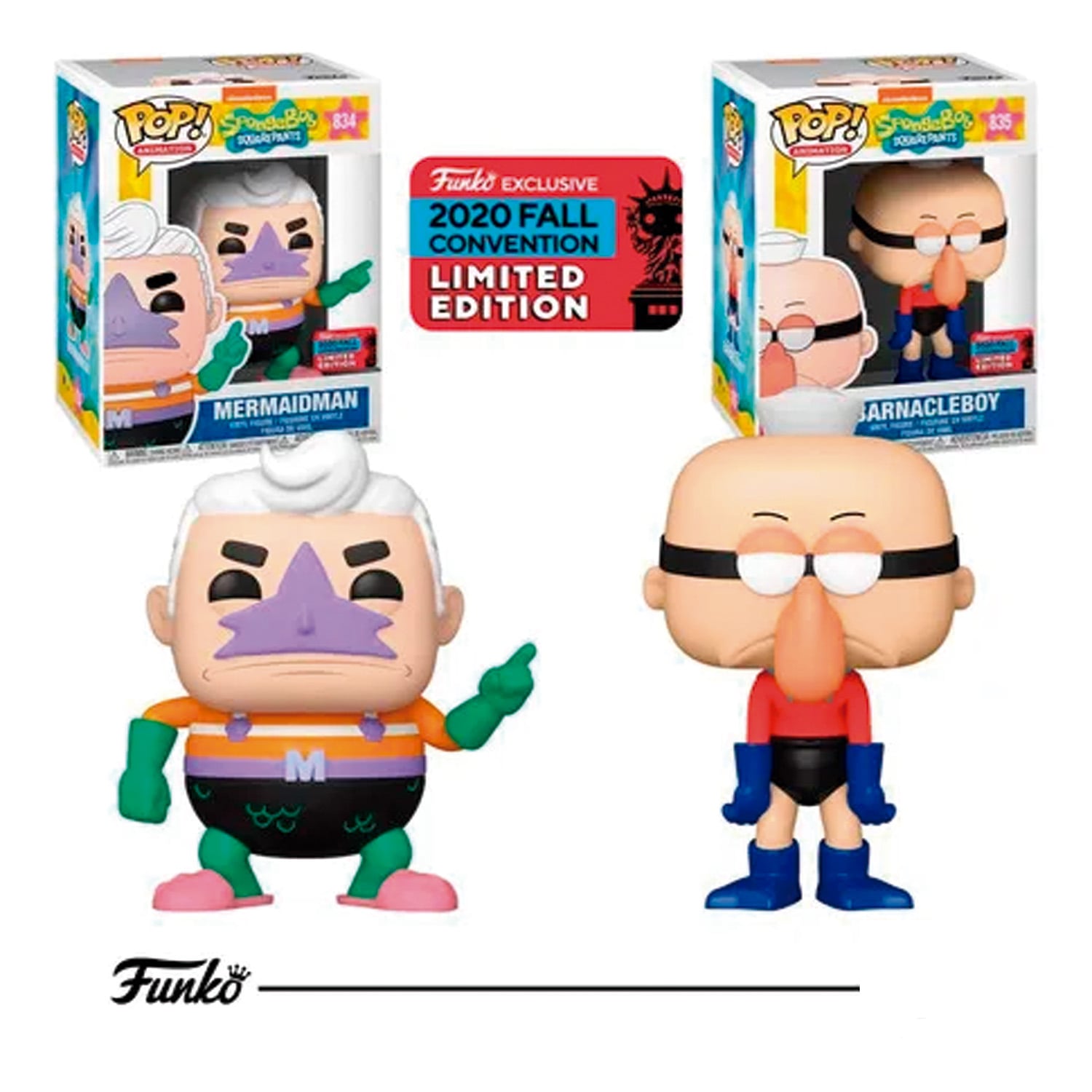 FUNKO POP NICKELODEON BOB ESPONJA PACK MERMAIDMAN 834 Y BARNACLEBOY 835 - 1
