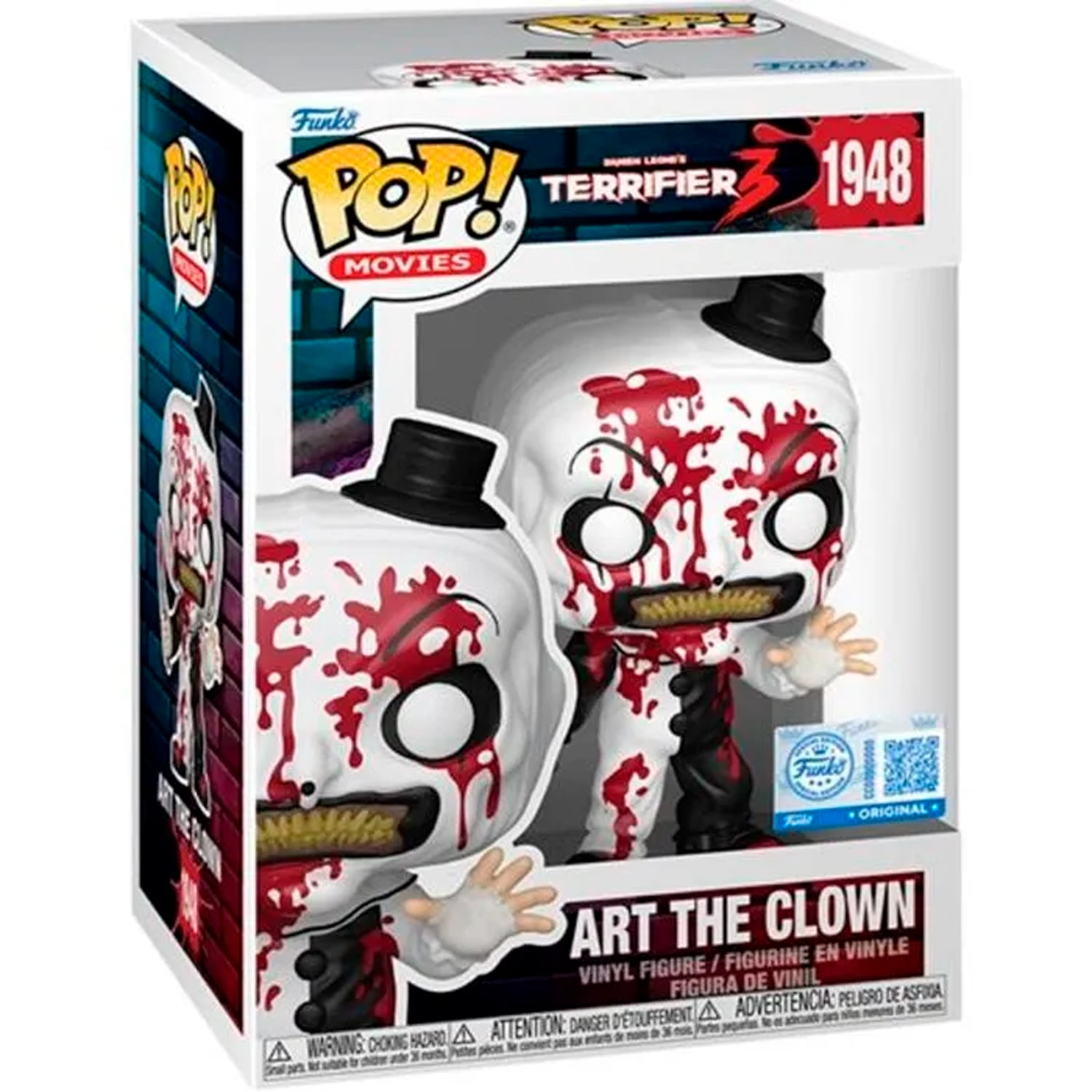 FUNKO POP! TERRIFIER 3 ART THE CLOWN BLOODY #1948- ENTERTAINMENT EARTH EXCLUSIVE - 1