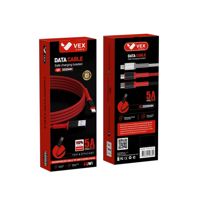 CABLE CARGA RÁPIDA 5A 66W USB A MICRO/V8 3 METROS REFORZADO - 2