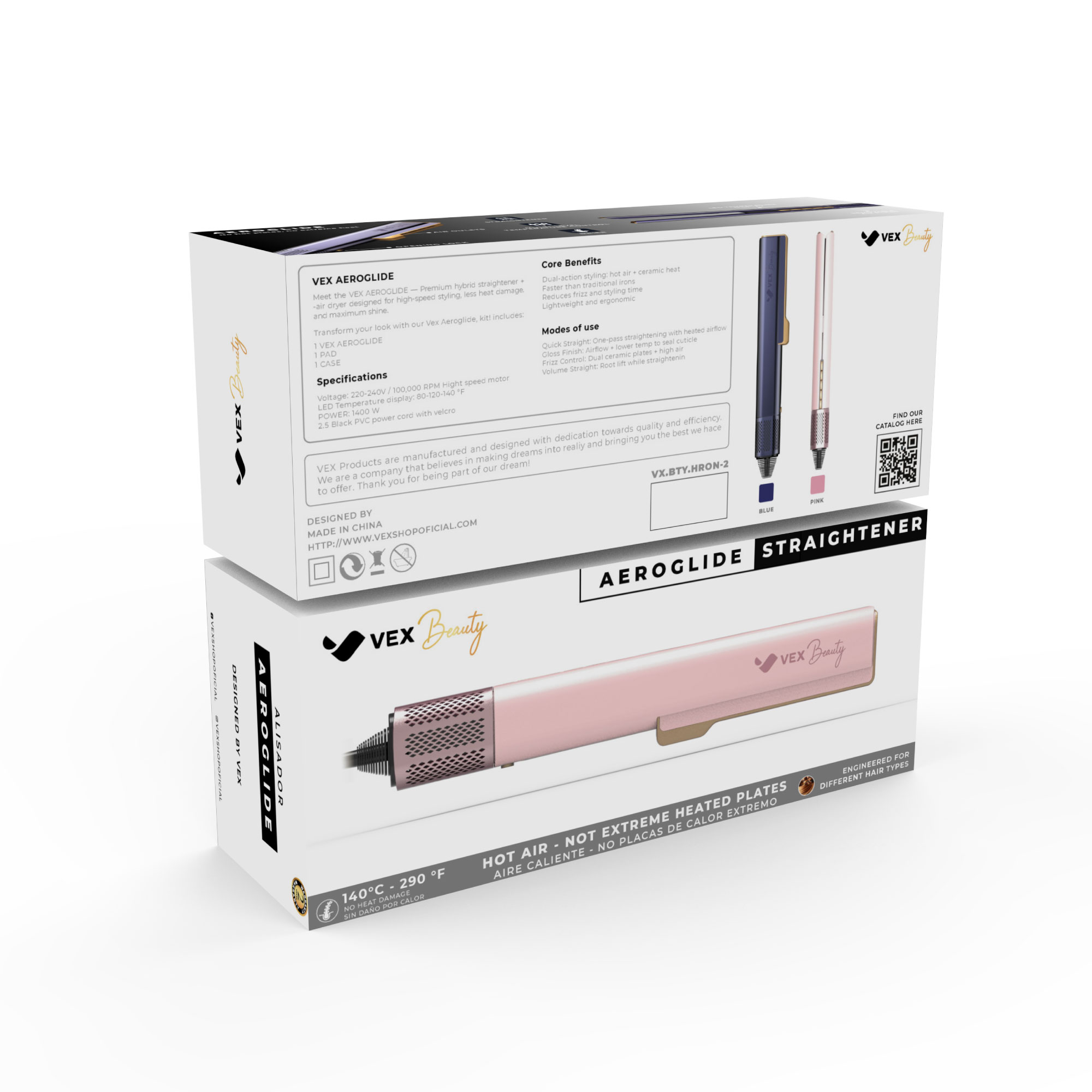 ALISADORA DE CABELLO VEX BEAUTY AERO GLIDE ROSADA - 6