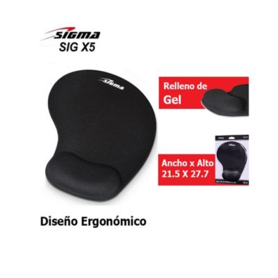 PAD MOUSE SIGMA X5 ALMOHADILLA GEL NEGRO - 1