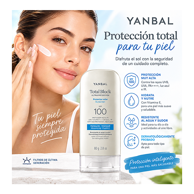PROTECTOR SOLAR UNIQUE YAMBAL TOTAL BLOCK SUNSCREEM SPF100 80G - 3